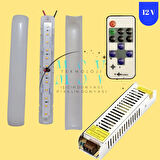10 Adet 12V 3000K Günışığı Samsung Ledli Pergola 5A Trafo ve 12A RF Uzaktan Kumandalı Dimmer  Set Tente Aydınlatması