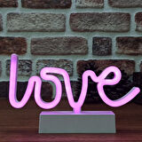 PEMBE LOVE LED IŞIK YILBAŞI IŞIKLARI DEKOR PİNK LOVE LED LİGHT PİLLİ LED IŞIK PEMBE NEON LED IŞIK