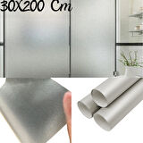 30 Cm x 2 Metre Gümüş Frosted Cam Kumlama, Ofis, Duşakabin ve Balkon Camı Buzlu Kaplama Folyosu