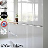 Parlak Beyaz (Arkası Gri) Mobilya Ve Dolap Kaplama Folyosu 50 Cm x 5 Metre