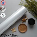 Parlak Beyaz (Arkası Gri) Mobilya Ve Dolap Kaplama Folyosu 50 Cm x 5 Metre