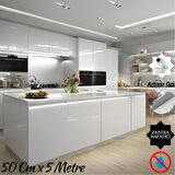 Parlak Beyaz (Arkası Gri) Mobilya Ve Dolap Kaplama Folyosu 50 Cm x 5 Metre