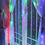 RENKLİ SALKIM LED IŞIK 3.50X2 METRE SALKIM IŞIK RENKLİ LED IŞIK 10 DALLI MODLU 220V RENKLİ PERDE LED IŞIK
