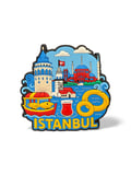 İstanbul Temalı Silikon Magnet – Galata, Kız Kulesi, Balık Ekmek, Simit, Çay Desenli Buzdolabı Magneti