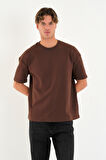 Blank Unisex Oversize Geniş Kesim Tişört %100 Pamuk Kalın Dokulu Bisiklet Yaka T-shirt