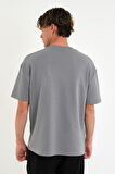Blank Unisex Oversize Geniş Kesim Tişört %100 Pamuk Kalın Dokulu Bisiklet Yaka T-shirt