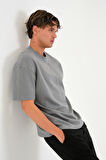 Blank Unisex Oversize Geniş Kesim Tişört %100 Pamuk Kalın Dokulu Bisiklet Yaka T-shirt