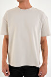 Blank Unisex Oversize Geniş Kesim Tişört %100 Pamuk Kalın Dokulu Bisiklet Yaka T-shirt