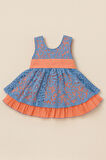 Kız Çocuk Dantel Fiyonk Detaylı Elbise – Mavi & Turuncu (1 - 6 Yaş )