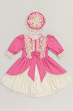 Pembe Dantelli Fiyonk Detaylı Kız Çocuk Elbise & Tokalı Takım