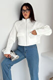 Kadın Scuba Metal Fermuarlı Kısa Ceket – Minimal & Şehirli Dokunuş