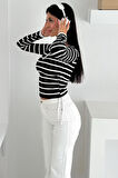 Kadın Likralı Çizgili Bluz – Esnek & Günlük Şıklık