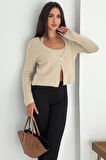 Kadın Örgü Crop Top & Hırka Takımı – Yumuşak & Minimal Stil