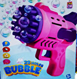 LED LİGHT 29 HOLES BUBBLES GUN 29 DELİKLİ ÇOKLU KÖPÜK ATAN TABANCA PEMBE KÖPÜK TABANCASI PİLLİ TABANCA