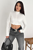 Kadın Fermuarlı Crop Ceket – Dinamik & Modern Stil
