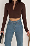 Kadın Fermuarlı Crop Ceket – Dinamik & Modern Stil