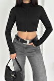 Kadın Fermuarlı Crop Ceket – Dinamik & Modern Stil