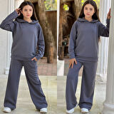 Taşlı Detaylı Kapüşonlu Kız Çocuk Eşofman Takımı – 6/16 Yaş (31494)