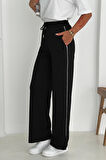 Kadın Lastikli Bel Bağcıklı Bol Paça Pantolon – Rahat & Minimal Stil