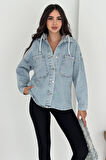 Kadın Kapüşonlu Denim Ceket – Sportif & Sokak Stili