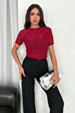 Kadın Dantel Kısa Kollu Bluz – Bold Grace