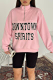 Kadın Fermuarlı Baskılı Sweatshirt – Downtown Energy