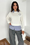 Kadın Gömlek Detaylı Baskılı Sweatshirt – Serene Layer