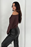 Kadın Omuz Açık Uzun Kollu Bluz – Wine Mood