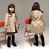 Kız Çocuk Bondet Trench Astarlı Ceket - 3/12 Yaş - 31541