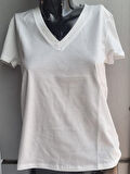 Kadın T-shirt V Yaka Kısa Kollu