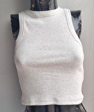 Kadın Fitilli Halter Yaka Crop Atlet