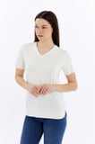 Kadın V Yaka Basıc Kısa Kollu t-shirt