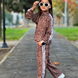 Kız Çoçuk Leopar Desenli Fermuarlı Eşofman Takım - 4/14 Yaş - 31577