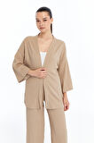 Kadın Bürümcük Kimono Pantolon Takım