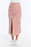 Kadın Etek Ayarlanabilir Büzgülü Yırtmaçlı Maxi Boy