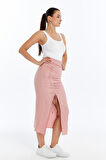 Kadın Etek Ayarlanabilir Büzgülü Yırtmaçlı Maxi Boy