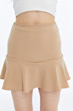 Kadın Şort Etek Volanlı Krep