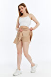 Kadın Şort Etek Volanlı Krep