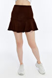 Kadın Şort Etek Volanlı Krep