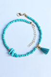 Turkuaz Püskül Detaylı Boncuk Bileklik