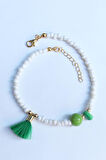 Yeşil Püskül Detaylı Boncuk Bileklik