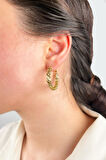 Halka Tırtıklı Küpe 3cm - Gold