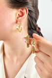 Halka Tırtıklı Küpe 3cm - Gold