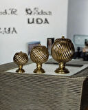 3'lü Çizgi Desenli Dekoratif Jar Objeler C 419