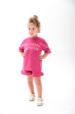 Kabartma Baskılı T-shirt ve Şort Alt Üst Kız Çocuk Takım (18 ay-12 Yaş)