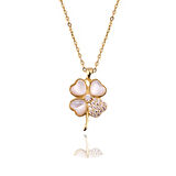 Masaliko Yonca Sedef İthal Gümüş Kolye Ms3800, 925 Ayar Gümüş Kolye, Altın Kaplama