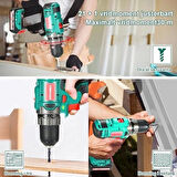 HYCHIKA BETTER TOOLS FOR BETTER LIFE 12 V akülü matkap, maksimum 30 Nm tork, 1,5 Ah akülü, 1 saatte hızlı şarj, 4 adet düz matkap ucu, 6 adet spiral matkap ucu, 6 adet vidalama ucu, 5 adet lokma anahtar ucu, taşıma çantası.