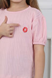 Kız Çocuk T-Shirt Papatya Nakışlı