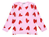 Kız Çocuk Bluz Kalp Baskılı