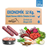 Ekonomik 12 Kg 1000 Gr 12 Adet Çiğmamam Barf Köpek Maması